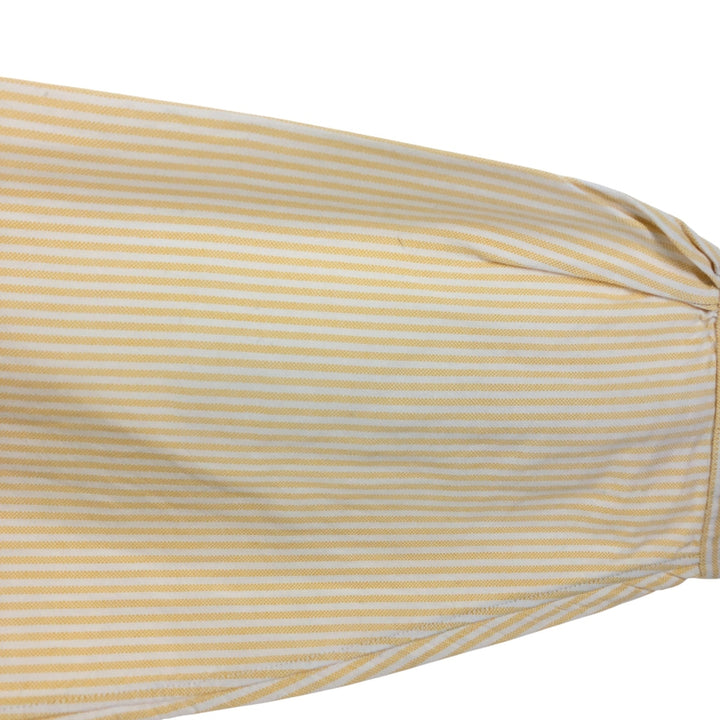 ~70'S Brooks Brothers MAKERS 6-button long sleeve button-down striped shirt made in USA, men's size L, vintage cotton yellow type Vintage Second Hand