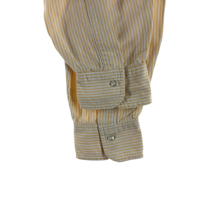 ~70'S Brooks Brothers MAKERS 6-button long sleeve button-down striped shirt made in USA, men's size L, vintage cotton yellow type Vintage Second Hand
