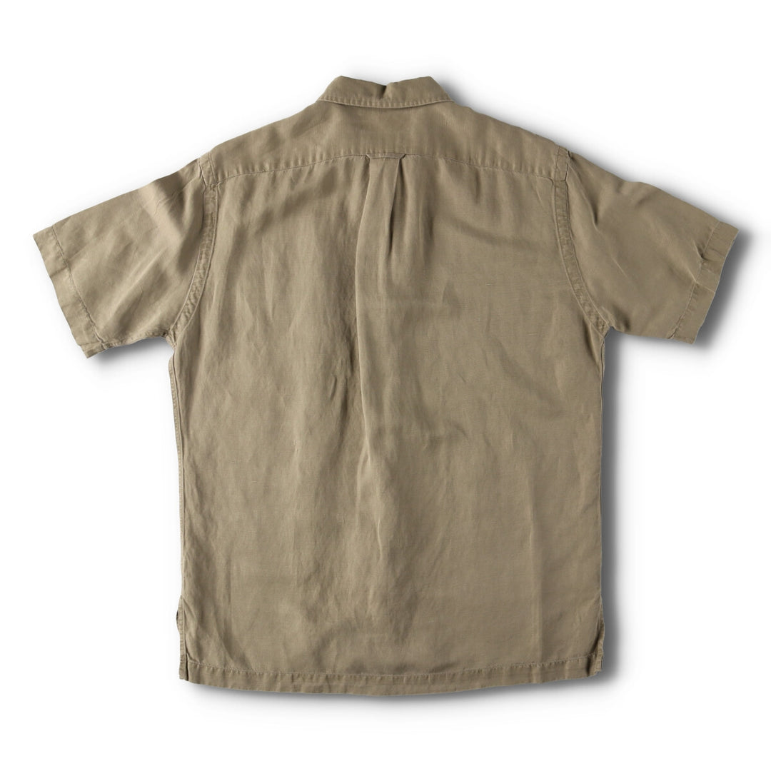 90'S Ralph Lauren CALDWELL short sleeve open collar linen x silk shirt men's size S vintage silk Khaki type Vintage Second Hand