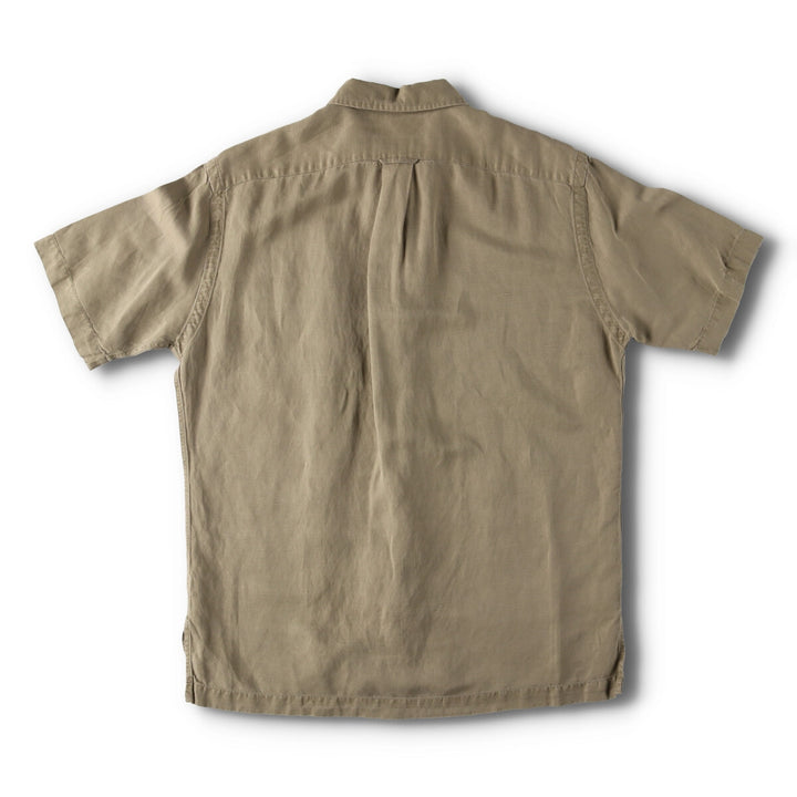90'S Ralph Lauren CALDWELL short sleeve open collar linen x silk shirt men's size S vintage silk Khaki type Vintage Second Hand