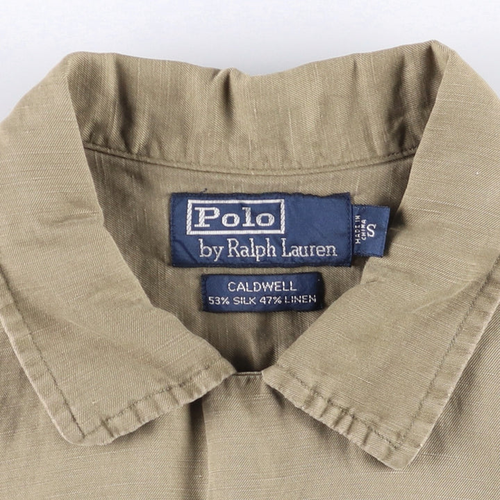 90'S Ralph Lauren CALDWELL short sleeve open collar linen x silk shirt men's size S vintage silk Khaki type Vintage Second Hand