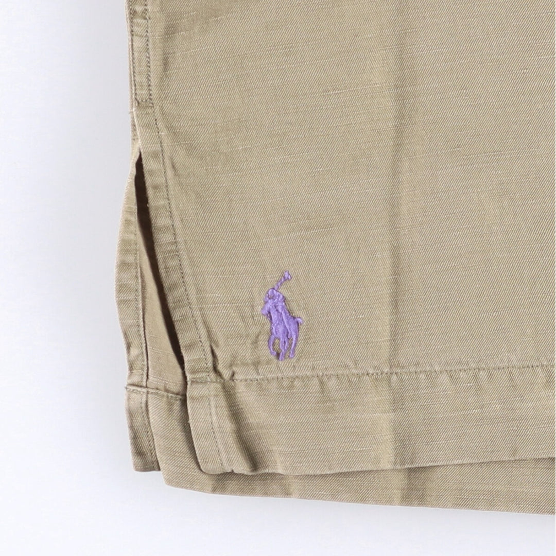 90'S Ralph Lauren CALDWELL short sleeve open collar linen x silk shirt men's size S vintage silk Khaki type Vintage Second Hand