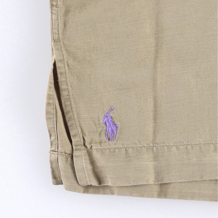90'S Ralph Lauren CALDWELL short sleeve open collar linen x silk shirt men's size S vintage silk Khaki type Vintage Second Hand
