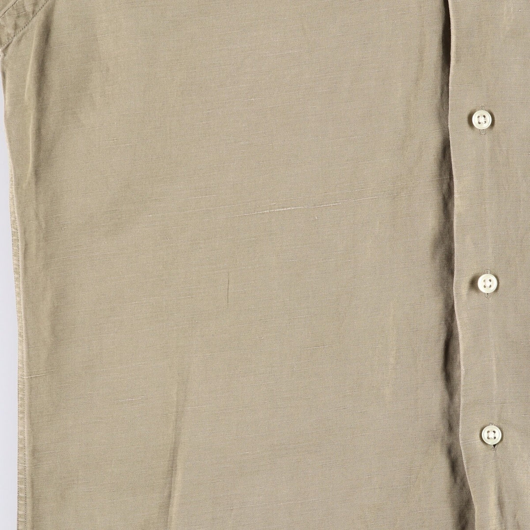 90'S Ralph Lauren CALDWELL short sleeve open collar linen x silk shirt men's size S vintage silk Khaki type Vintage Second Hand