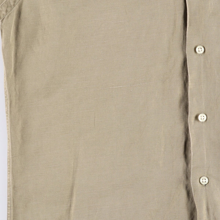 90'S Ralph Lauren CALDWELL short sleeve open collar linen x silk shirt men's size S vintage silk Khaki type Vintage Second Hand