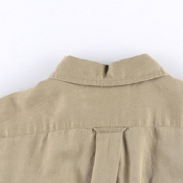 90'S Ralph Lauren CALDWELL short sleeve open collar linen x silk shirt men's size S vintage silk Khaki type Vintage Second Hand