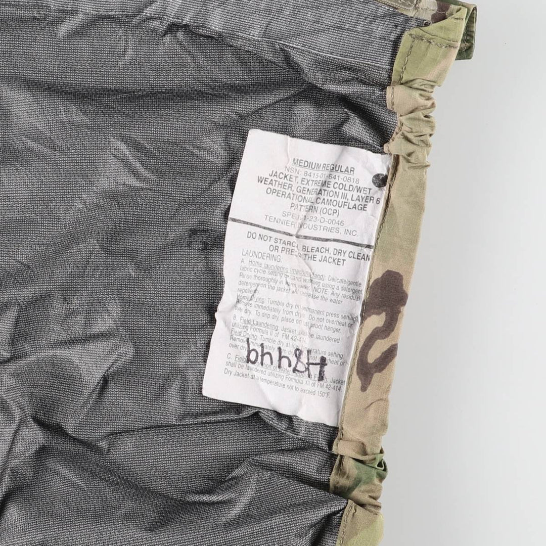Genuine US military item ECWCS GEN3 Level 6 Camouflage Pattern OCP Camo Military Gore-Tex Parka Made in USA MEDIUM REGULAR Men's M equivalent unknown Khaki type Vintage Second Hand