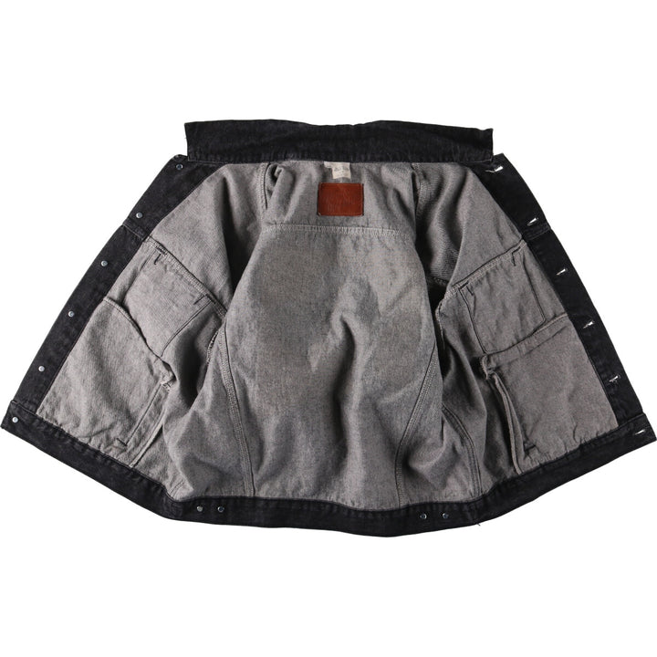 90'S MARLBORO WILD WEST Cowboy Back Print Black Denim Jacket G-Jean Made in Canada Vintage cotton black type Vintage Second Hand