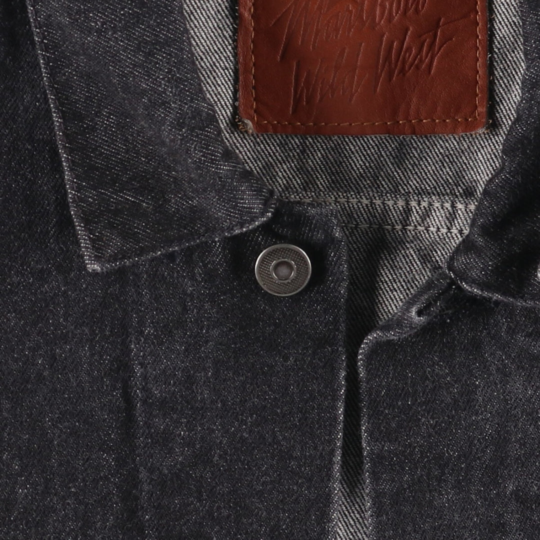 90'S MARLBORO WILD WEST Cowboy Back Print Black Denim Jacket G-Jean Made in Canada Vintage cotton black type Vintage Second Hand
