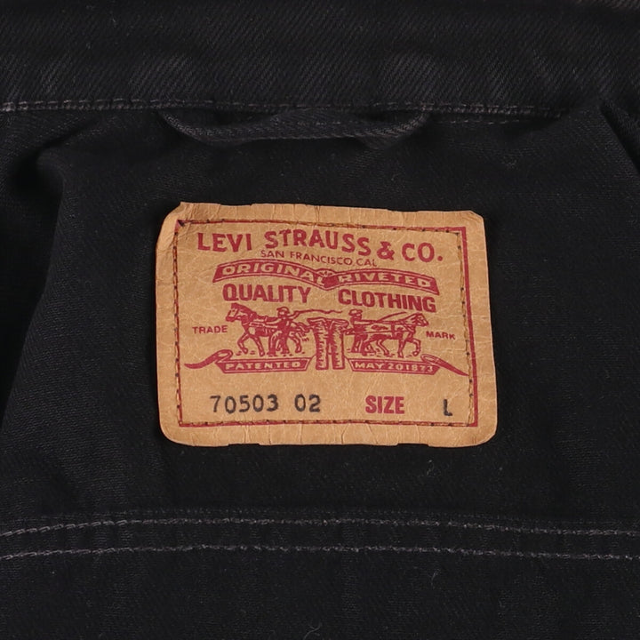 90'S Levi's 70503 02 Euro Model Black Denim Jacket G-Jean Men's Size L Vintage cotton black type Vintage Second Hand