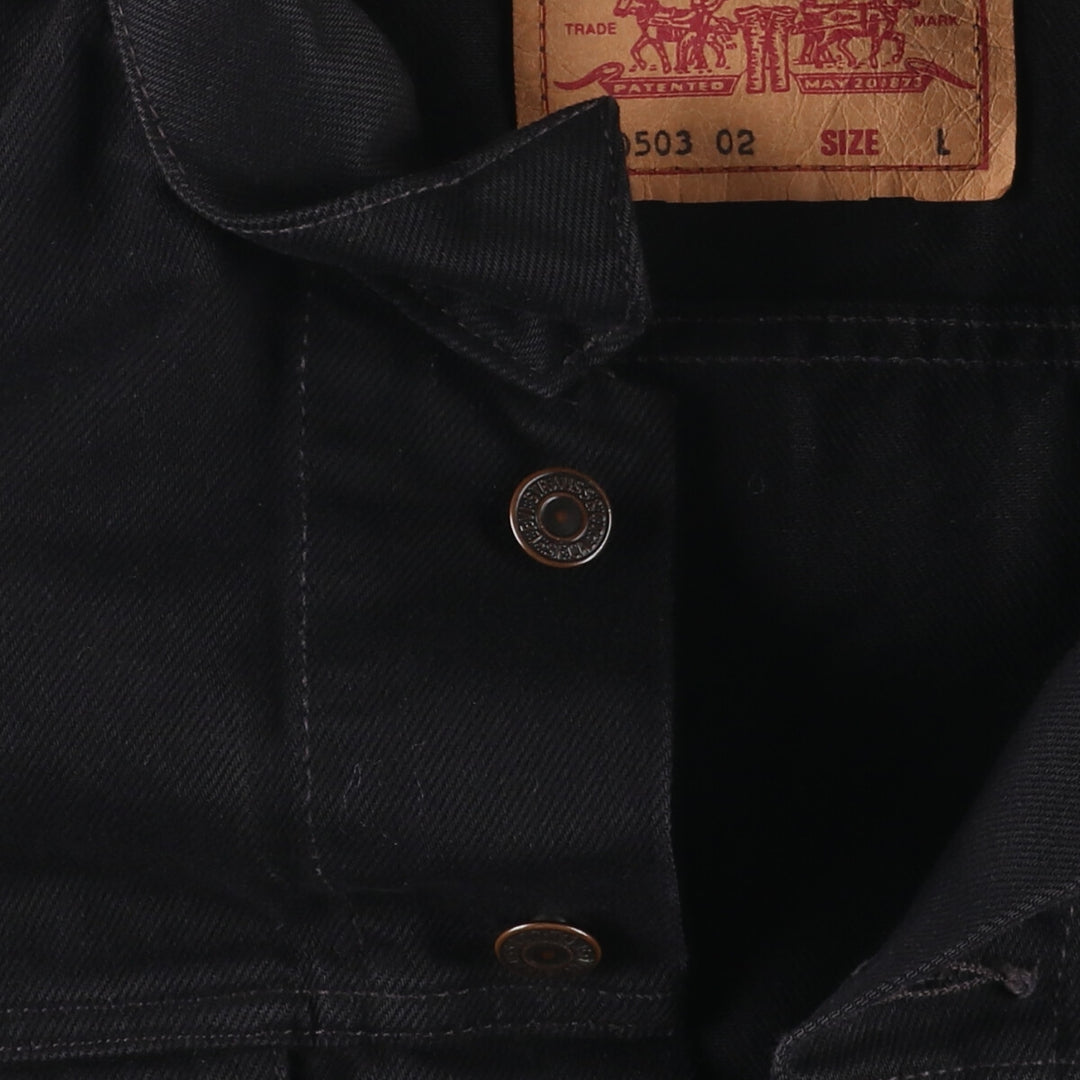 90'S Levi's 70503 02 Euro Model Black Denim Jacket G-Jean Men's Size L Vintage cotton black type Vintage Second Hand