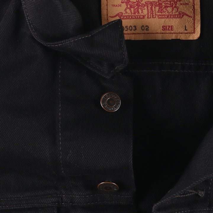 90'S Levi's 70503 02 Euro Model Black Denim Jacket G-Jean Men's Size L Vintage cotton black type Vintage Second Hand