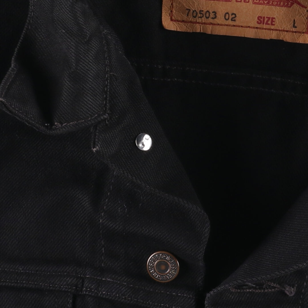 90'S Levi's 70503 02 Euro Model Black Denim Jacket G-Jean Men's Size L Vintage cotton black type Vintage Second Hand
