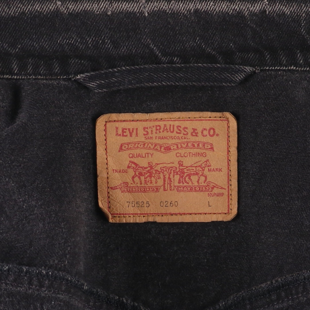 90'S Levi's 75525-0260 Black Denim Jacket, Made in Canada, Men's Size L, Vintage cotton black type Vintage Second Hand