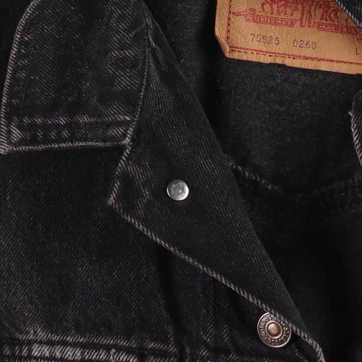 90'S Levi's 75525-0260 Black Denim Jacket, Made in Canada, Men's Size L, Vintage cotton black type Vintage Second Hand