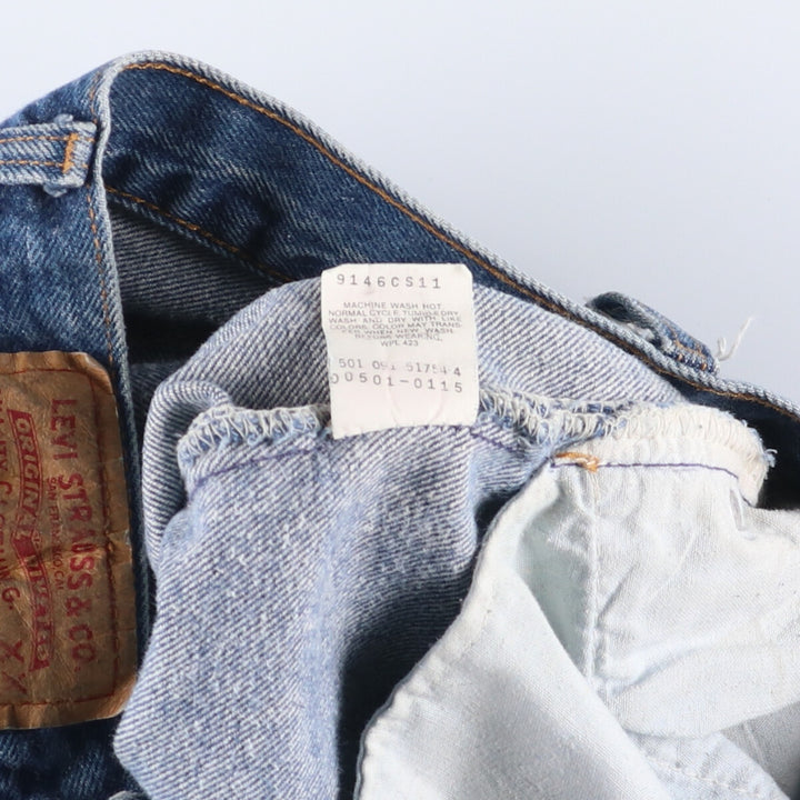 90'S Levi's 00501-0115 Straight denim pants made in USA, men's w30 equivalent, vintage cotton blue type Vintage Second Hand