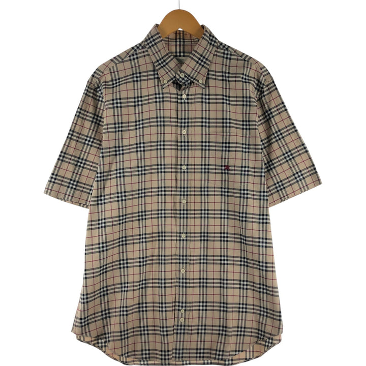 Burberry's BURBERRY LONDON short sleeve button down check shirt men's size L cotton Beige type Vintage Second Hand