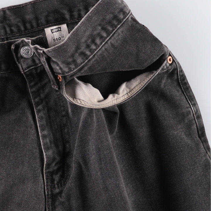 00'S Levi's 560 LOOSE FIT TAPERED LEG Black Denim Tapered Denim Pants Made in USA Men's W32 equivalent cotton black type Vintage Second Hand