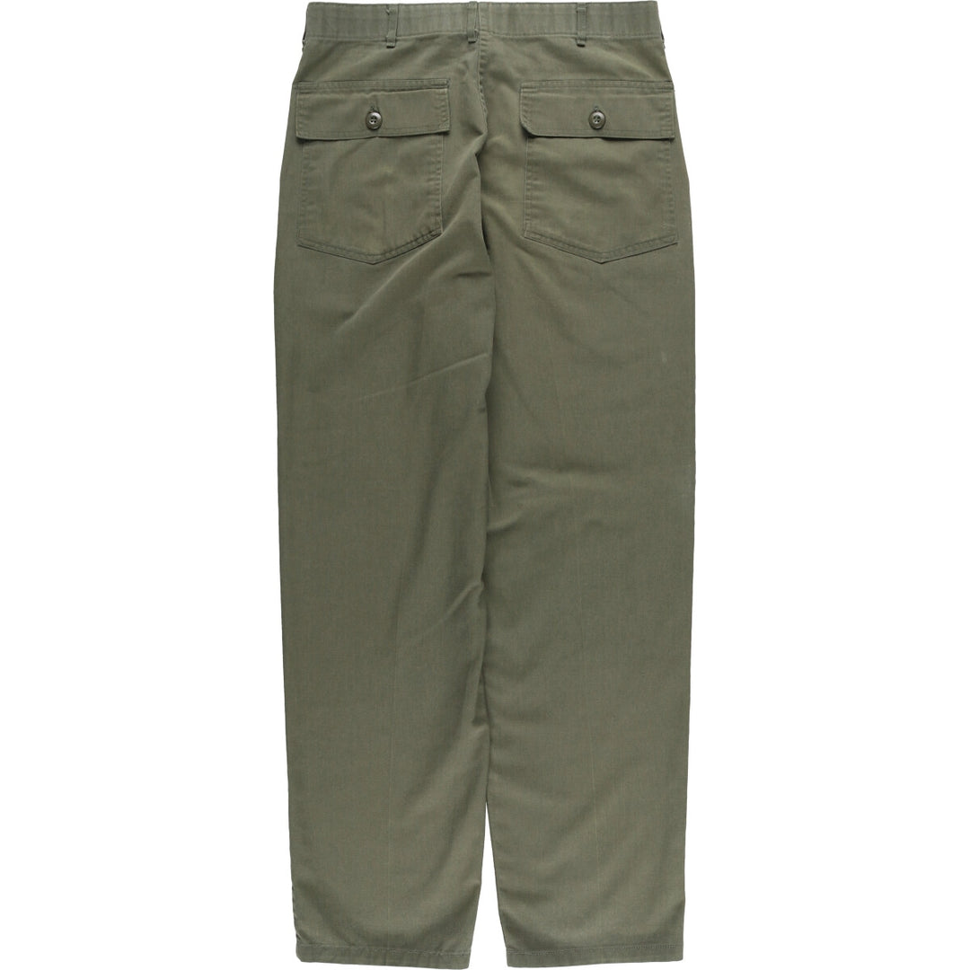 80'S US military genuine military baker pants made in USA men's w33 equivalent vintage polyester Khaki type sage green Vintage Second Hand