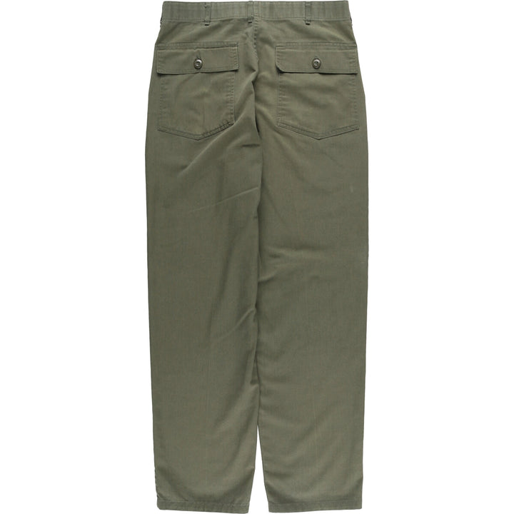80'S US military genuine military baker pants made in USA men's w33 equivalent vintage polyester Khaki type sage green Vintage Second Hand