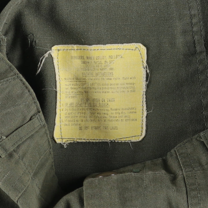 80'S US military genuine military baker pants made in USA men's w33 equivalent vintage polyester Khaki type sage green Vintage Second Hand