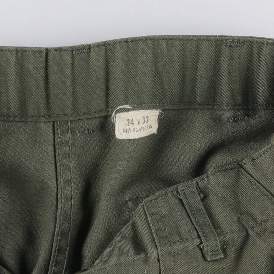 80'S US military genuine military baker pants made in USA men's w33 equivalent vintage polyester Khaki type sage green Vintage Second Hand