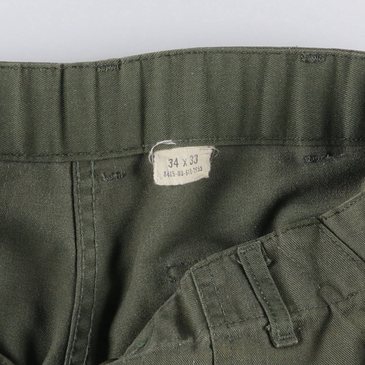 80'S US military genuine military baker pants made in USA men's w33 equivalent vintage polyester Khaki type sage green Vintage Second Hand