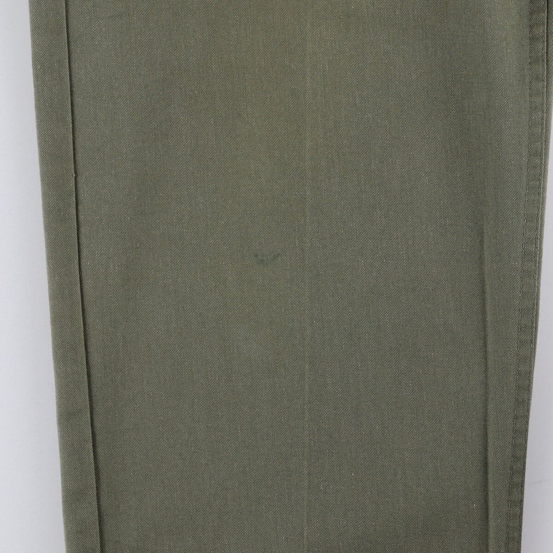 80'S US military genuine military baker pants made in USA men's w33 equivalent vintage polyester Khaki type sage green Vintage Second Hand
