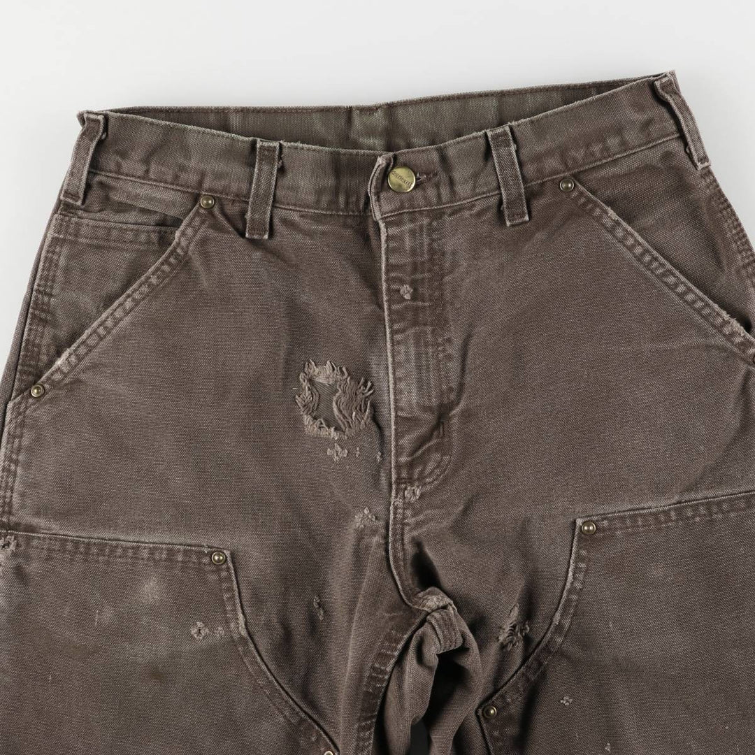 00'S Carhartt Dungaree Fit Double Knee Duck Painter Pants Men's W30 equivalent cotton brown type Vintage Second Hand