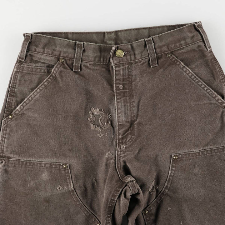 00'S Carhartt Dungaree Fit Double Knee Duck Painter Pants Men's W30 equivalent cotton brown type Vintage Second Hand