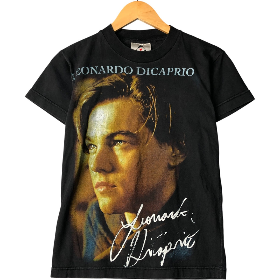 90'S PIMPO Titanic Leonardo DiCaprio Large Print Movie T-Shirt, Women's, Size Small, Vintage cotton black type Vintage Second Hand