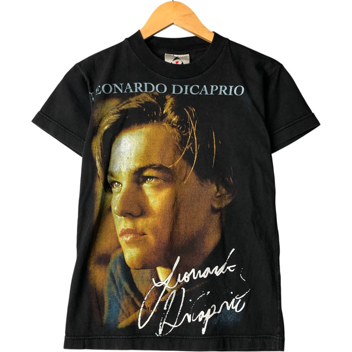 90'S PIMPO Titanic Leonardo DiCaprio Large Print Movie T-Shirt, Women's, Size Small, Vintage cotton black type Vintage Second Hand