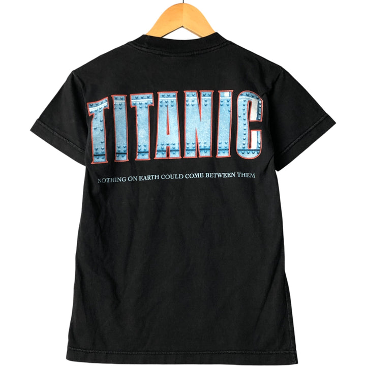 90'S PIMPO Titanic Leonardo DiCaprio Large Print Movie T-Shirt, Women's, Size Small, Vintage cotton black type Vintage Second Hand