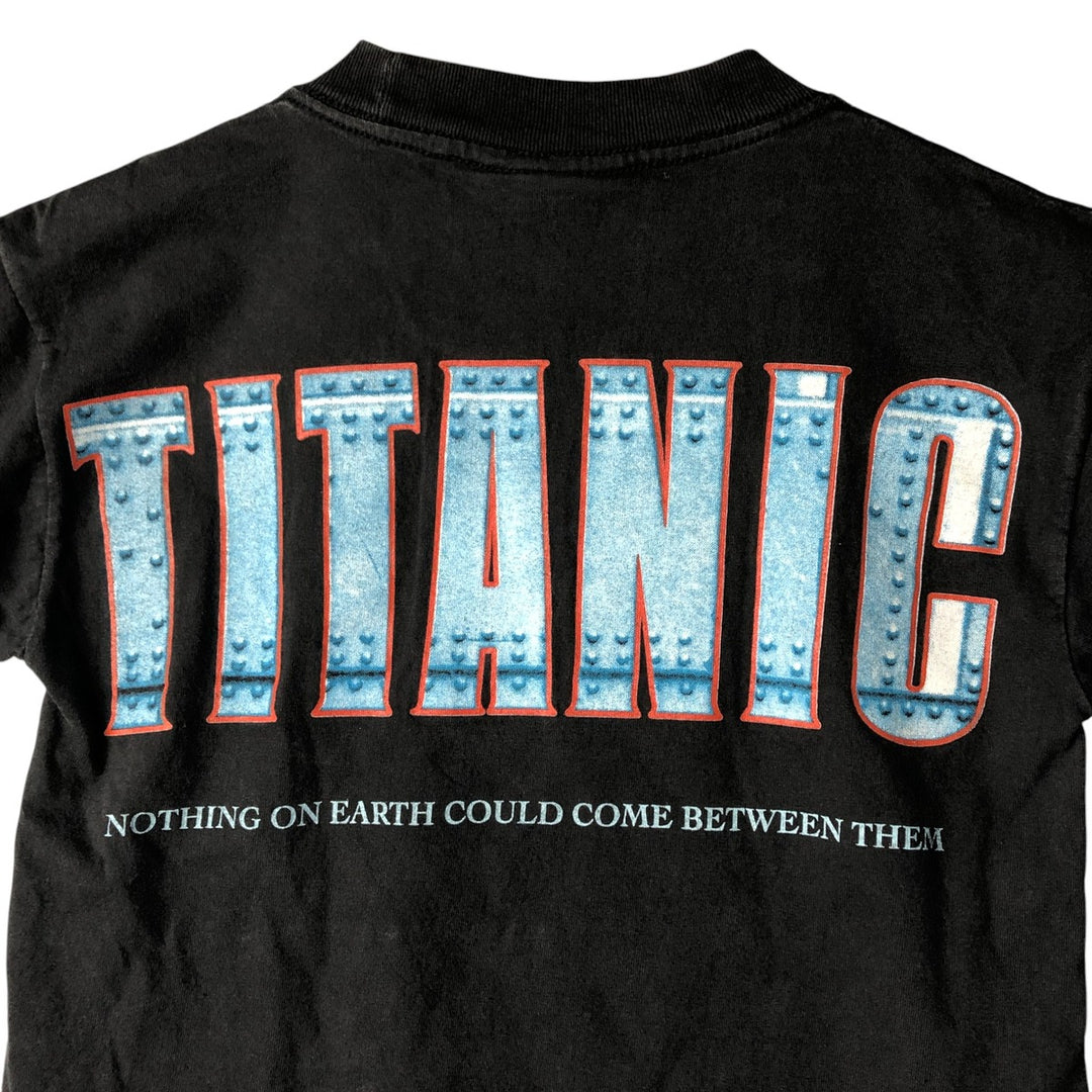 90'S PIMPO Titanic Leonardo DiCaprio Large Print Movie T-Shirt, Women's, Size Small, Vintage cotton black type Vintage Second Hand
