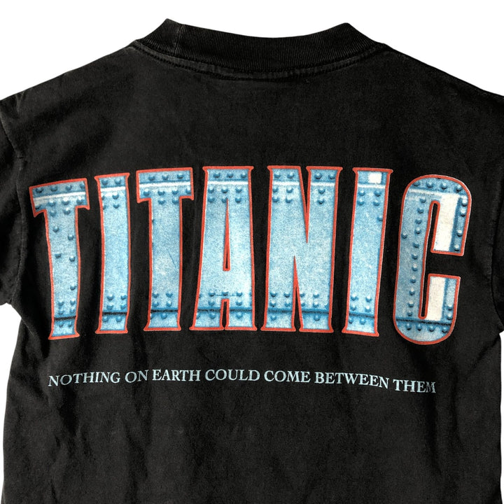 90'S PIMPO Titanic Leonardo DiCaprio Large Print Movie T-Shirt, Women's, Size Small, Vintage cotton black type Vintage Second Hand