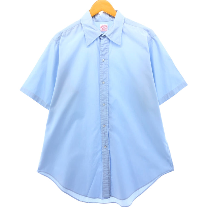 ~70'S Brooks Brothers MAKERS 6-button short-sleeve cotton shirt, men's XL size, vintage cotton Blue type light blue Vintage Second Hand