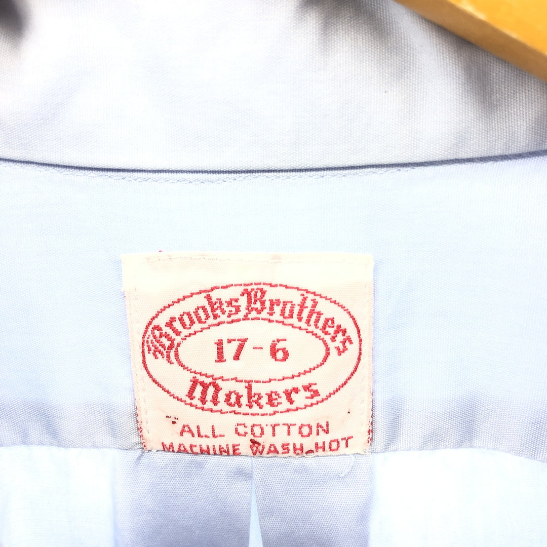 ~70'S Brooks Brothers MAKERS 6-button short-sleeve cotton shirt, men's XL size, vintage cotton Blue type light blue Vintage Second Hand
