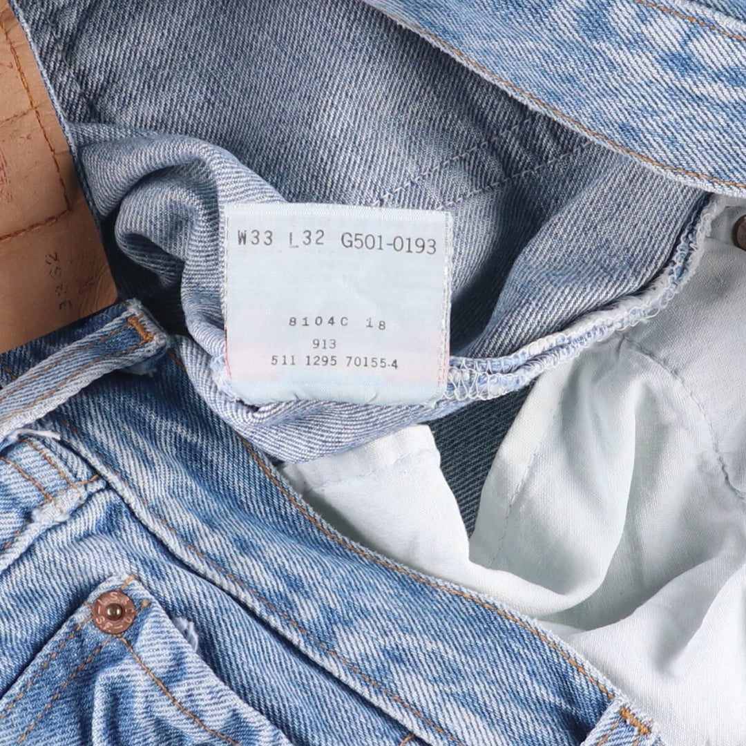 90'S Levi's 501-0193 Straight Denim Pants Made in USA Men's W32 Vintage cotton Blue type light blue Vintage Second Hand