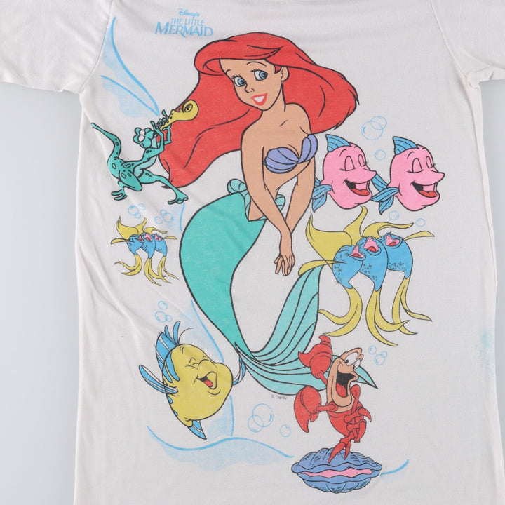 THE LITTLE MERMAID Little Mermaid Large Print Character Print T-Shirt Women's XS Vintage unclear white type Vintage Second Hand