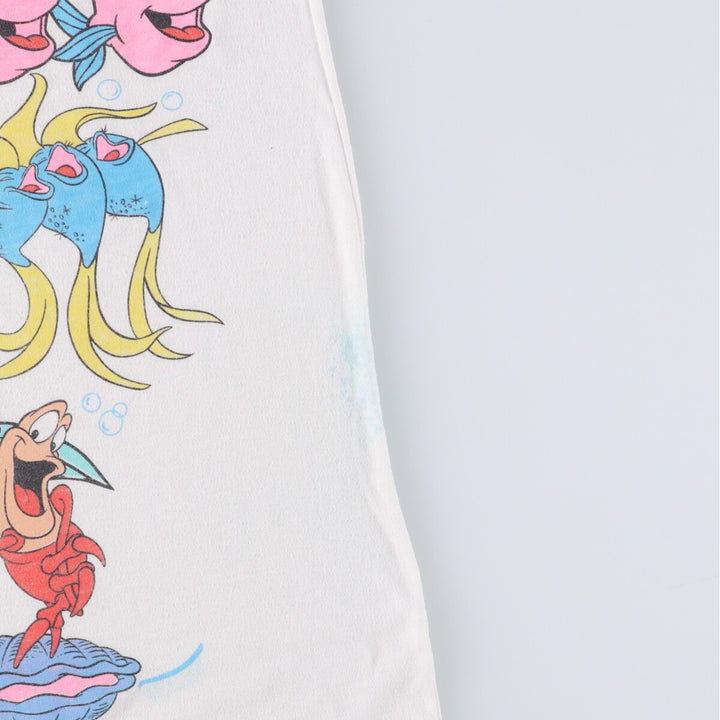 THE LITTLE MERMAID Little Mermaid Large Print Character Print T-Shirt Women's XS Vintage unclear white type Vintage Second Hand