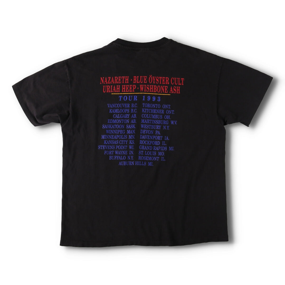90'S Hanes Nazareth Total Recall Tour 1993 Tour Band T-Shirt, Made in USA, Men's XL, Vintage cotton black type Vintage Second Hand