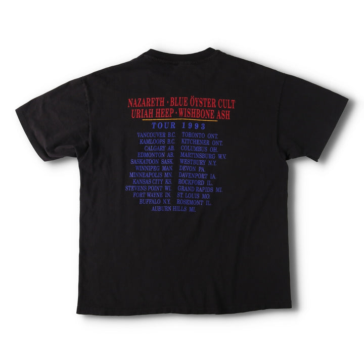 90'S Hanes Nazareth Total Recall Tour 1993 Tour Band T-Shirt, Made in USA, Men's XL, Vintage cotton black type Vintage Second Hand