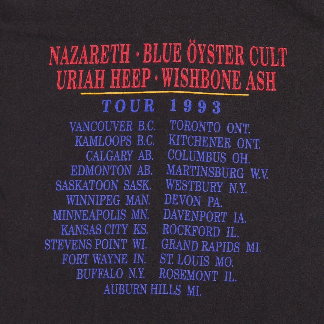 90'S Hanes Nazareth Total Recall Tour 1993 Tour Band T-Shirt, Made in USA, Men's XL, Vintage cotton black type Vintage Second Hand