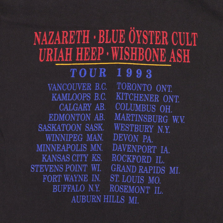 90'S Hanes Nazareth Total Recall Tour 1993 Tour Band T-Shirt, Made in USA, Men's XL, Vintage cotton black type Vintage Second Hand