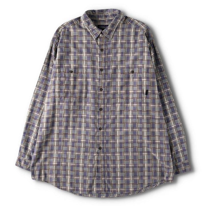 2000'S Patagonia Organic Cotton Long Sleeve Cotton Check Shirt (53832F6), Men's Size XL cotton blue type Vintage Second Hand