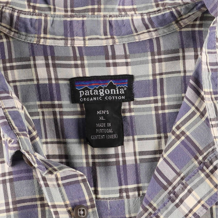 2000'S Patagonia Organic Cotton Long Sleeve Cotton Check Shirt (53832F6), Men's Size XL cotton blue type Vintage Second Hand