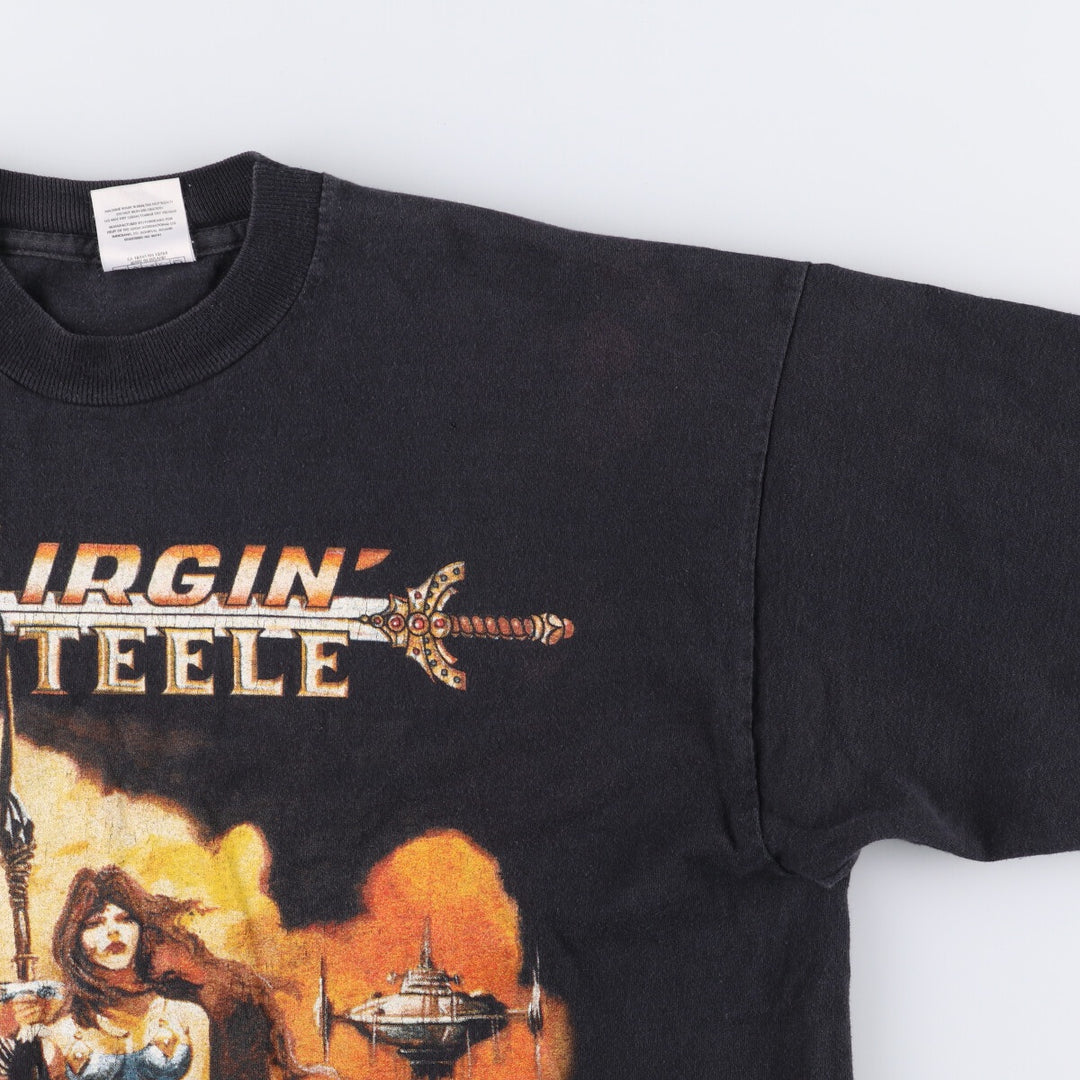 90'S Screen Stars Virgin Steal AGO OF CONSENT Long Sleeve T-Shirt Band T-Shirt Made in USA Vintage cotton black type Vintage Second Hand