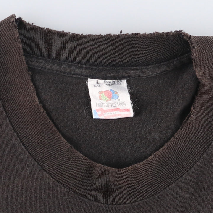 90'S Fruit of the Loom FASHION VICTIM Skull Pattern Print T-shirt Made in USA Men's L Size Vintage cotton black type Vintage Second Hand