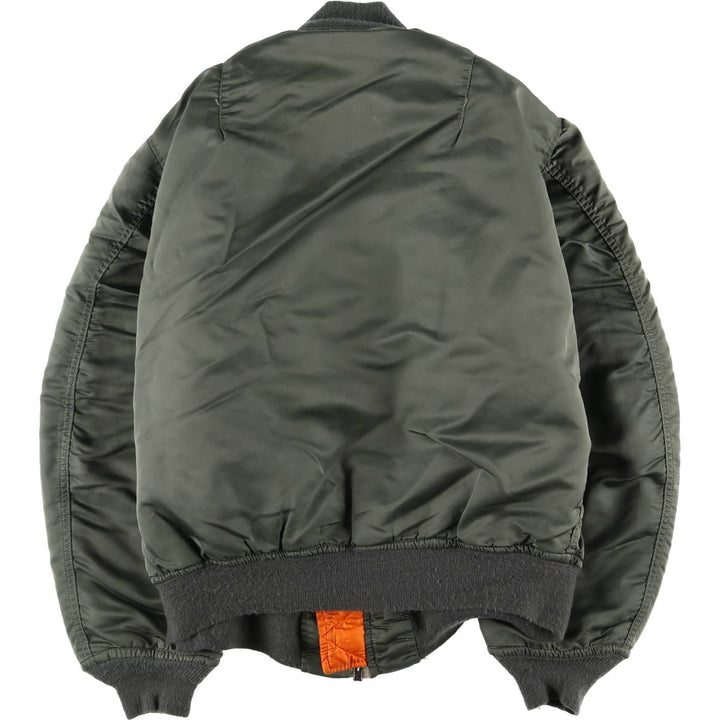 80'S Civilian Alpha ALPHA MA-1 Type Military Flight Jacket Men's XL Vintage unclear Khaki type Vintage Second Hand