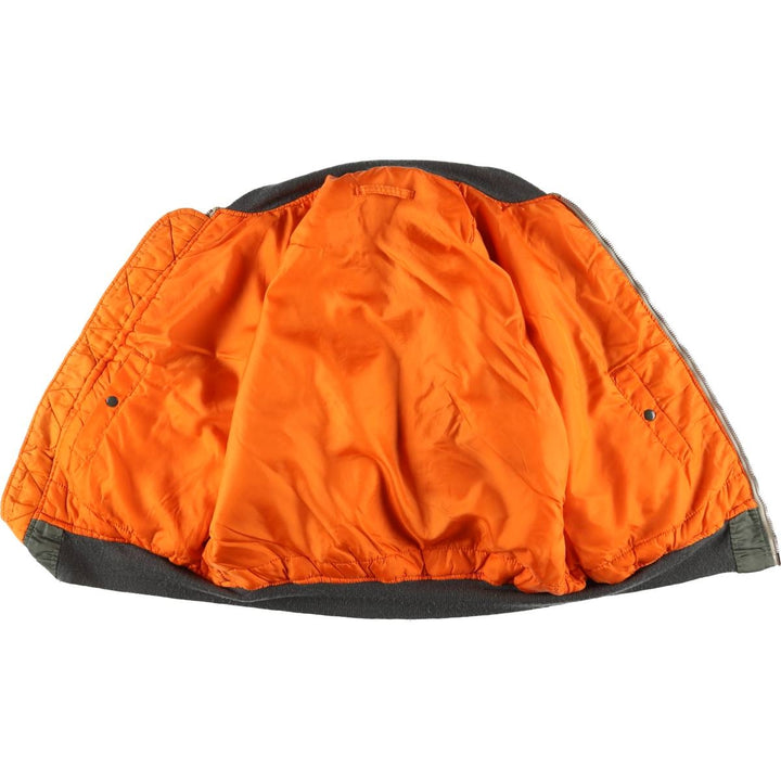 80'S Civilian Alpha ALPHA MA-1 Type Military Flight Jacket Men's XL Vintage unclear Khaki type Vintage Second Hand